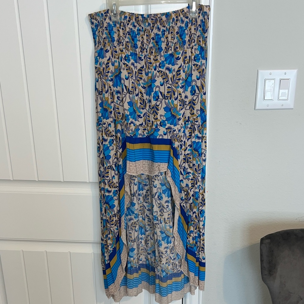Floral Blue and Beige Women's Skirt - Picture 8 of 9